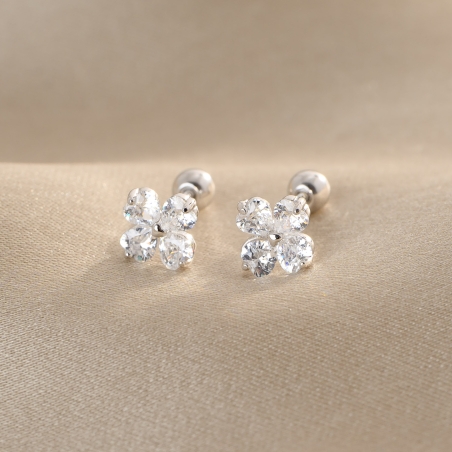 Sterling Silver Earrings for kids 4Luck zirconia
