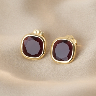 Sterling Silver Earrings Caramelle Reverse Brandy No.1, 23K gold plated