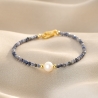 Sterling Silver Bracelet Grey Sapphire with pearl, gold