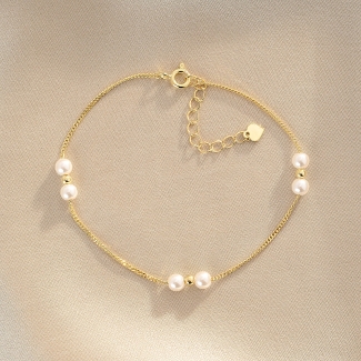 Sterling Silver Bracelet 2 4 6 Pearl Game gold