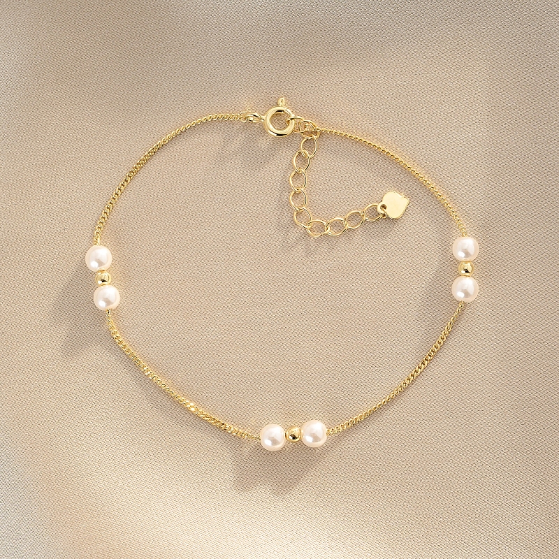 Bratara argint 2 4 6 Pearl Game gold