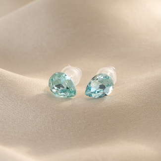 Sterling Silver Earrings Brilliant Drop aqua