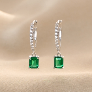 Sterling Silver Earrings Emerald Mood