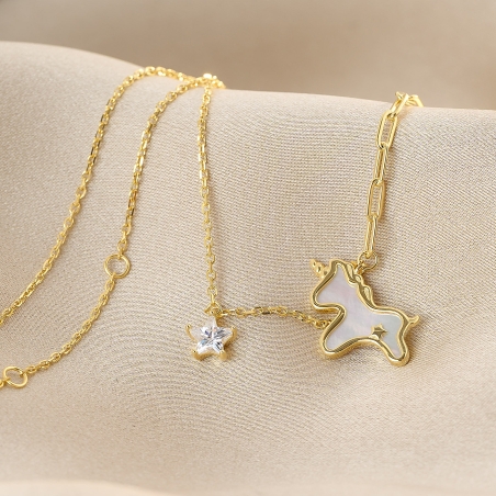 Colier argint Magic Unicorn gold