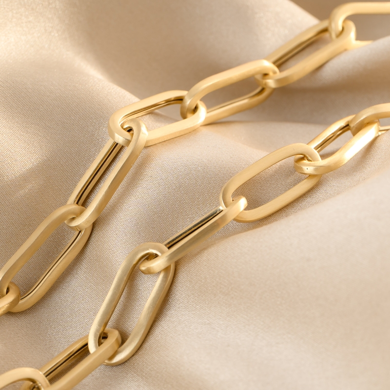 Sterling Silver Necklace lung Ovali Chic, 93 cm, 23K gold plated