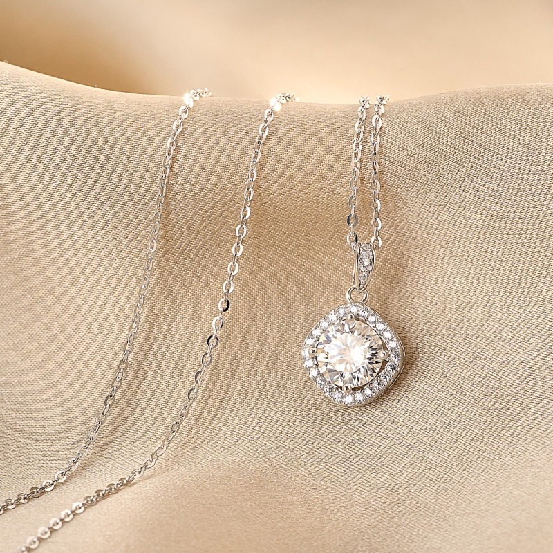 Sterling Silver Necklace Perfect Eclat moissanit