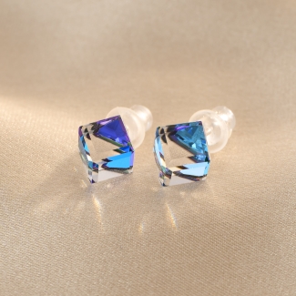 Sterling Silver Earrings cub What U C blue shades