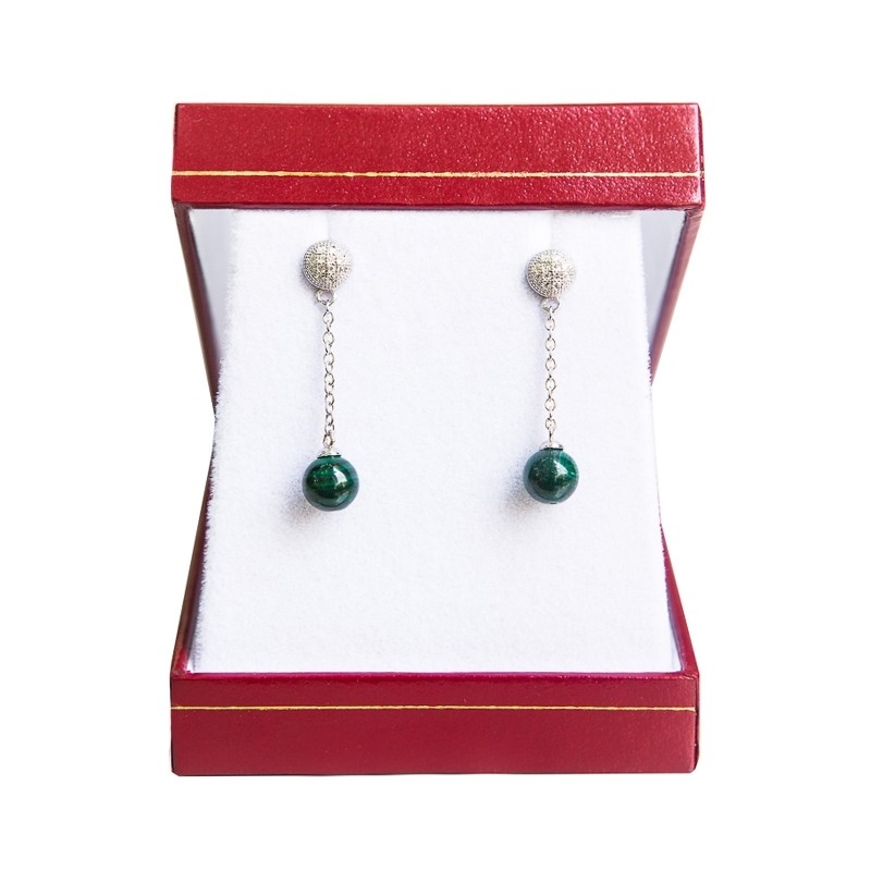 Silver earrings malachite My Way