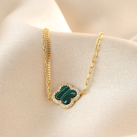 Bratara argint Iconic Fortune malachit gold