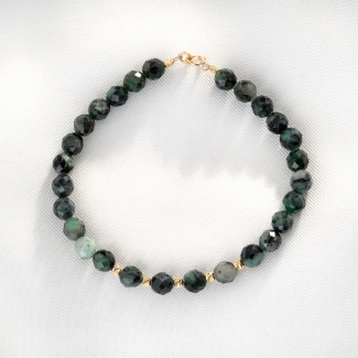 Bratara Emerald Catch, smarald fatetat, sfere aur 14K