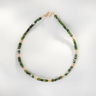 Bratara Trésor Fine Green diopsid cuburi, sfere aur 14K