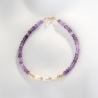 Bracelet Everlight amethyst, pearls, 14K gold charms