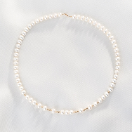 Necklace Her Code pearls, 14K gold charms
