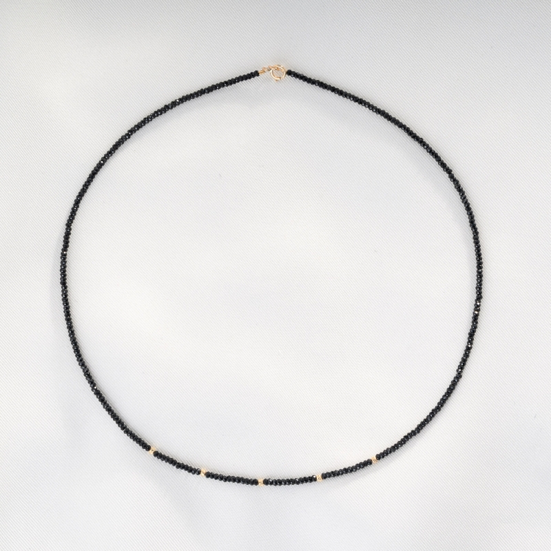 Necklace Essentials spinel, 14K gold charms