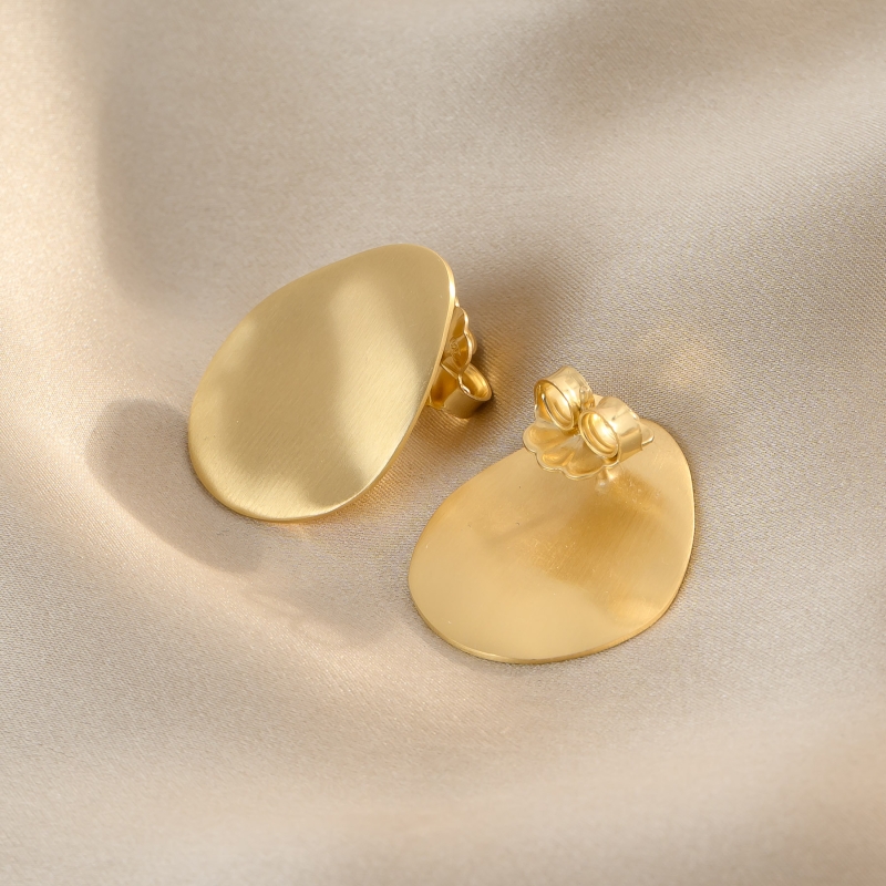 Sterling Silver Earrings Foglie Grandi Dia, 23K gold plated