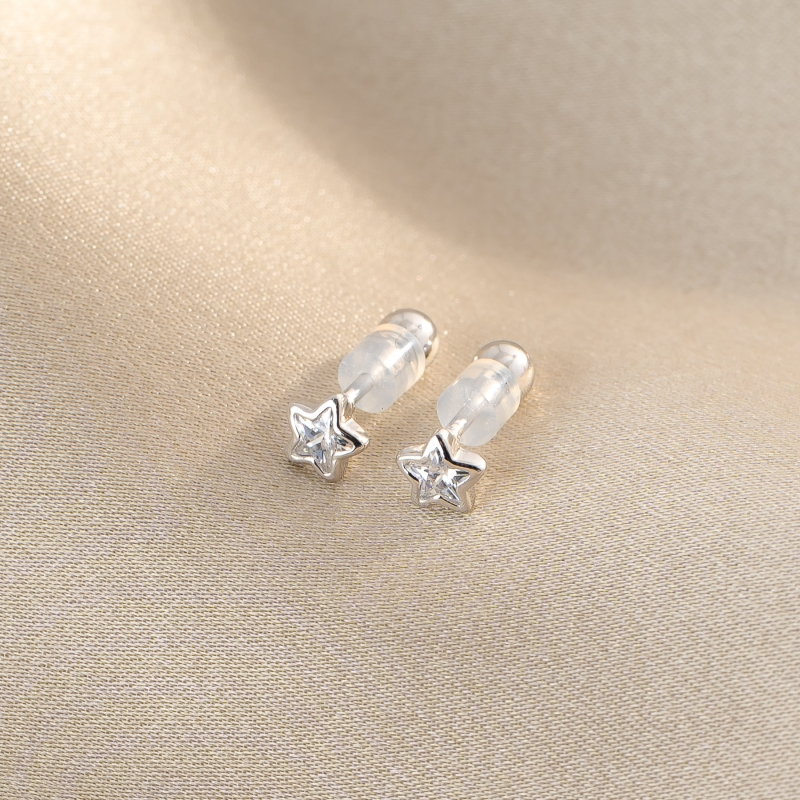 Sterling Silver Earrings for kids Stars 4 U zirconia