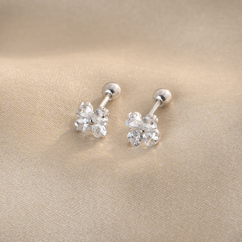 Sterling Silver Earrings for kids 4Luck zirconia