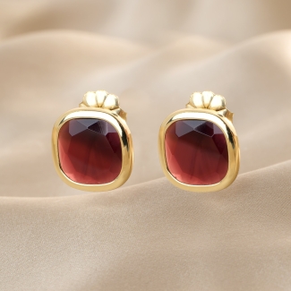 Sterling Silver Earrings Caramelle Reverse Brandy No.1, 23K gold plated