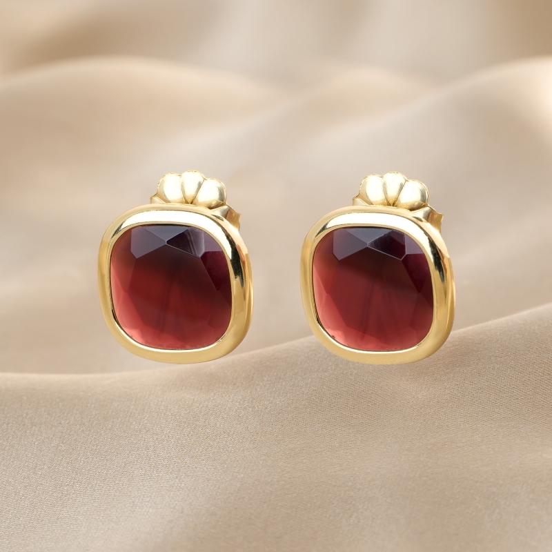 Sterling Silver Earrings Caramelle Reverse Brandy No.1, 23K gold plated