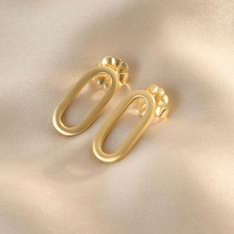 Sterling Silver Earrings Ovali Chic No. 1, 23K gold plated