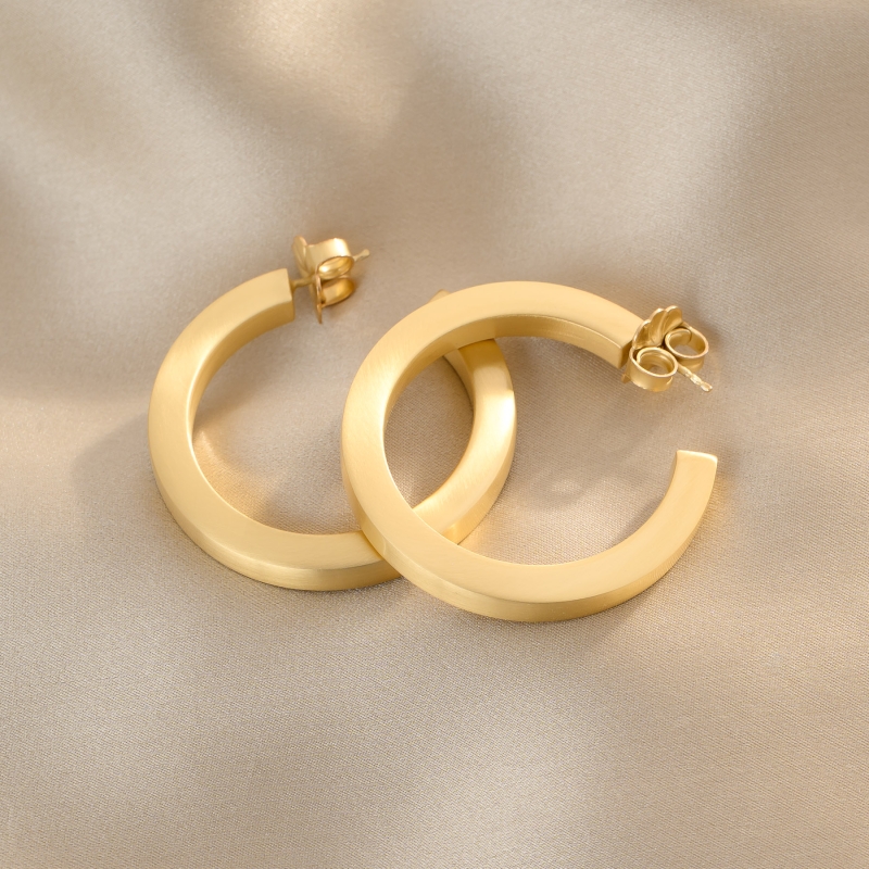 Sterling Silver Earrings Creole Chic 23K gold plated