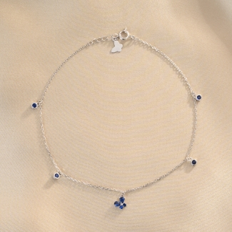 Sterling Silver Bracelet Blue Blue Butterfly for ankle