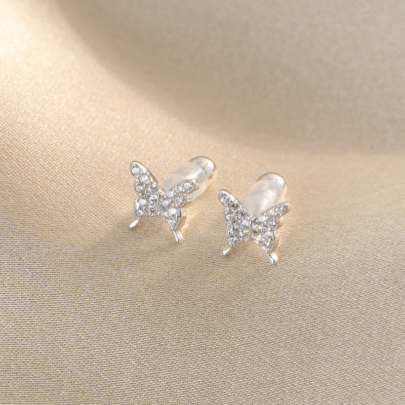 Sterling Silver Earrings for kids Baby Butterfly zirconia