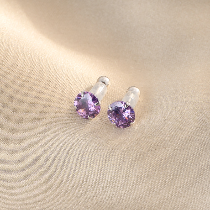 Sterling Silver Earrings for kids Brilliant Touch mauve