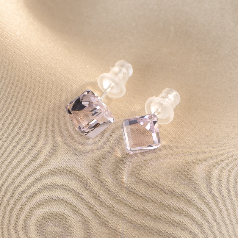 Sterling Silver Earrings cub What U C pale pink