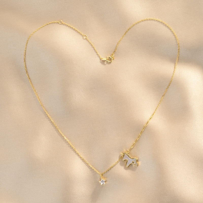 Sterling Silver Necklace Magic Unicorn gold