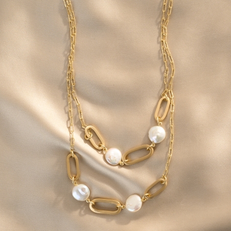 Colier argint lung Baroque Perle Chic, 100 cm, placat cu aur 23K