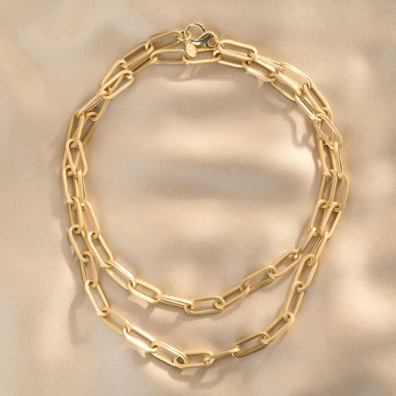 Sterling Silver Necklace lung Ovali Chic, 93 cm, 23K gold plated