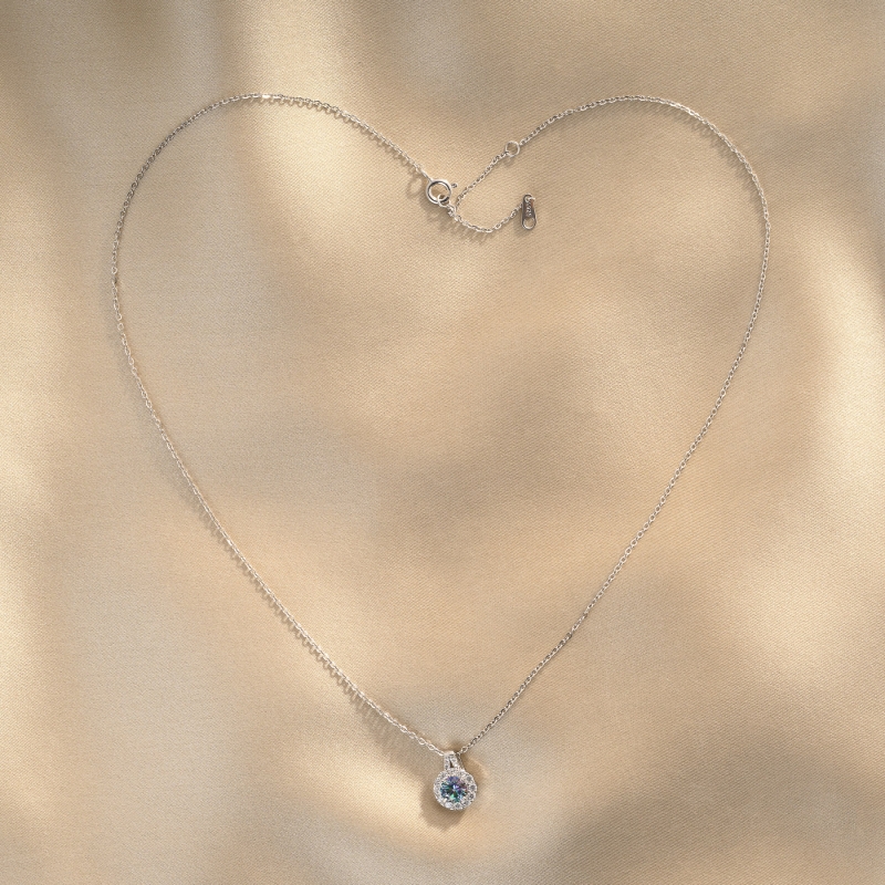 Sterling Silver Necklace Rainbow Eclat moissanit