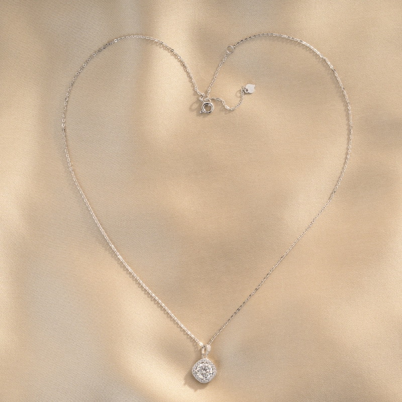 Sterling Silver Necklace Perfect Eclat moissanit
