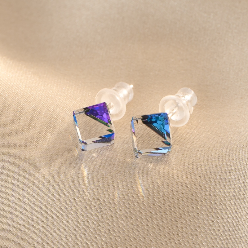 Sterling Silver Earrings cub What U C blue shades