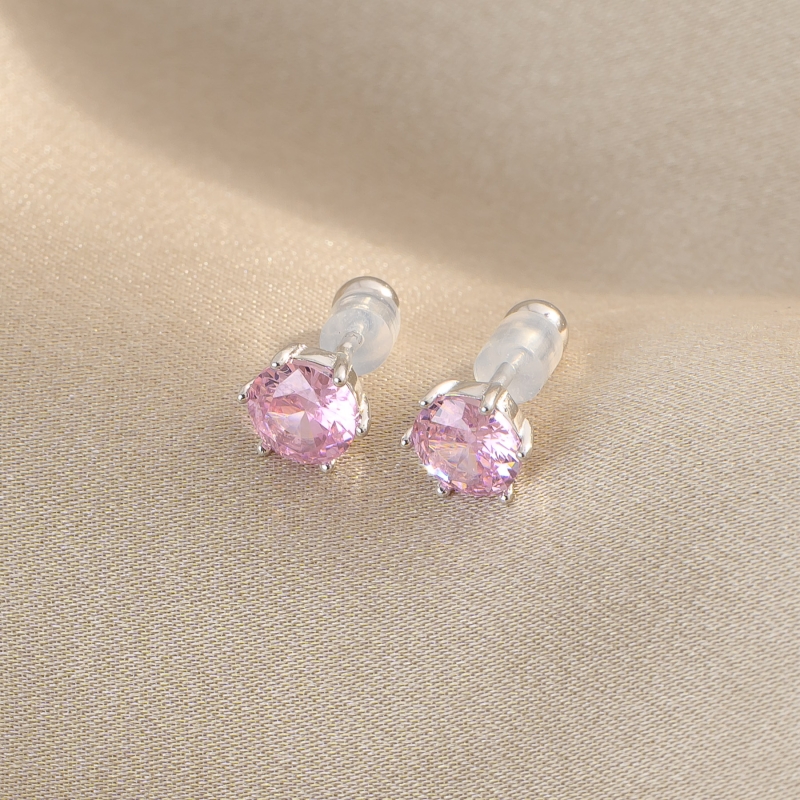 Sterling Silver Earrings for kids Brilliant Touch pale pink