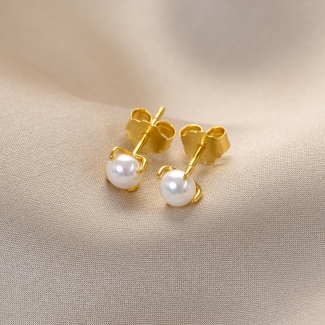 Cercei argint Minimal XS White Pearl gold