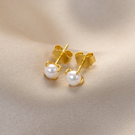 Cercei argint Minimal XS White Pearl gold