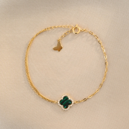 Bratara argint Iconic Fortune malachit gold