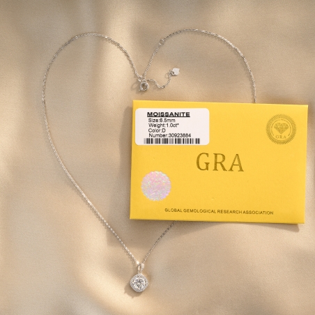 Sterling Silver Necklace Perfect Eclat moissanit