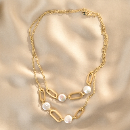 Colier argint lung Baroque Perle Chic, 100 cm, placat cu aur 23K