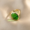 Sterling Silver Ring Carmelle Ovali Verde 23K gold plated