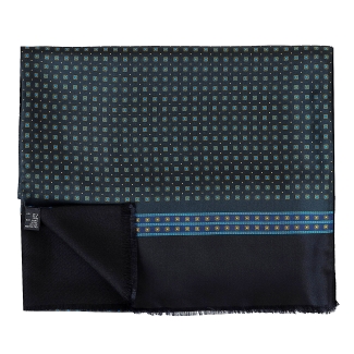 Silk Wool Scarf Uomo Portofino pine green & black