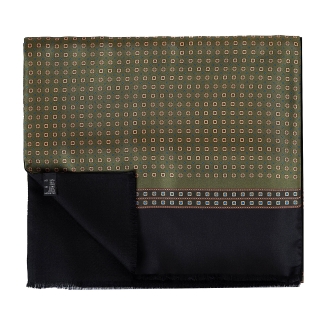 Silk Wool Scarf Uomo Portofino olive & black