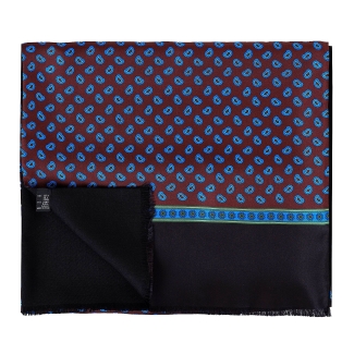 Silk Wool Scarf Uomo Mantova chestnut & black