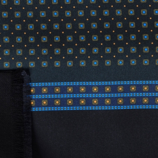 Silk Wool Scarf Uomo Portofino pine green & black