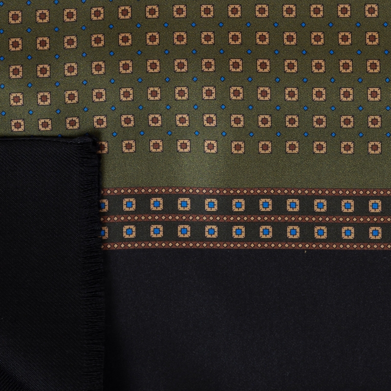 Silk Wool Scarf Uomo Portofino olive & black