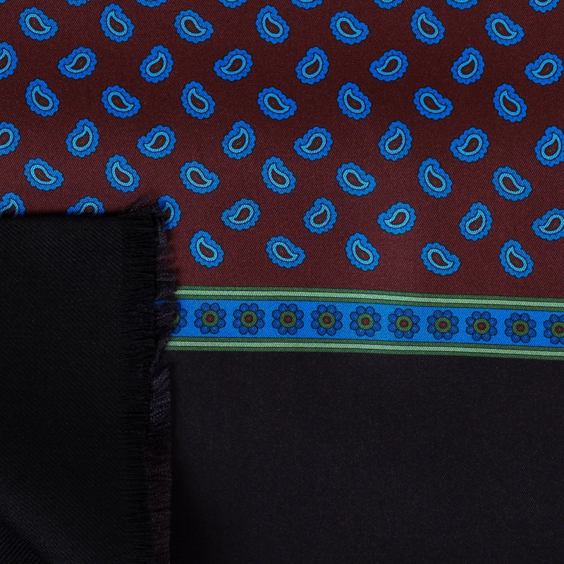 Silk Wool Scarf Uomo Mantova chestnut & black