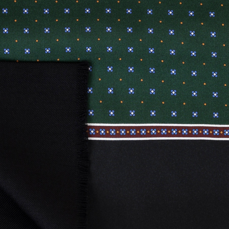 Silk Wool Scarf Uomo Genova green & black
