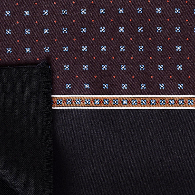 Silk Wool Scarf Uomo Genova bordeaux & black